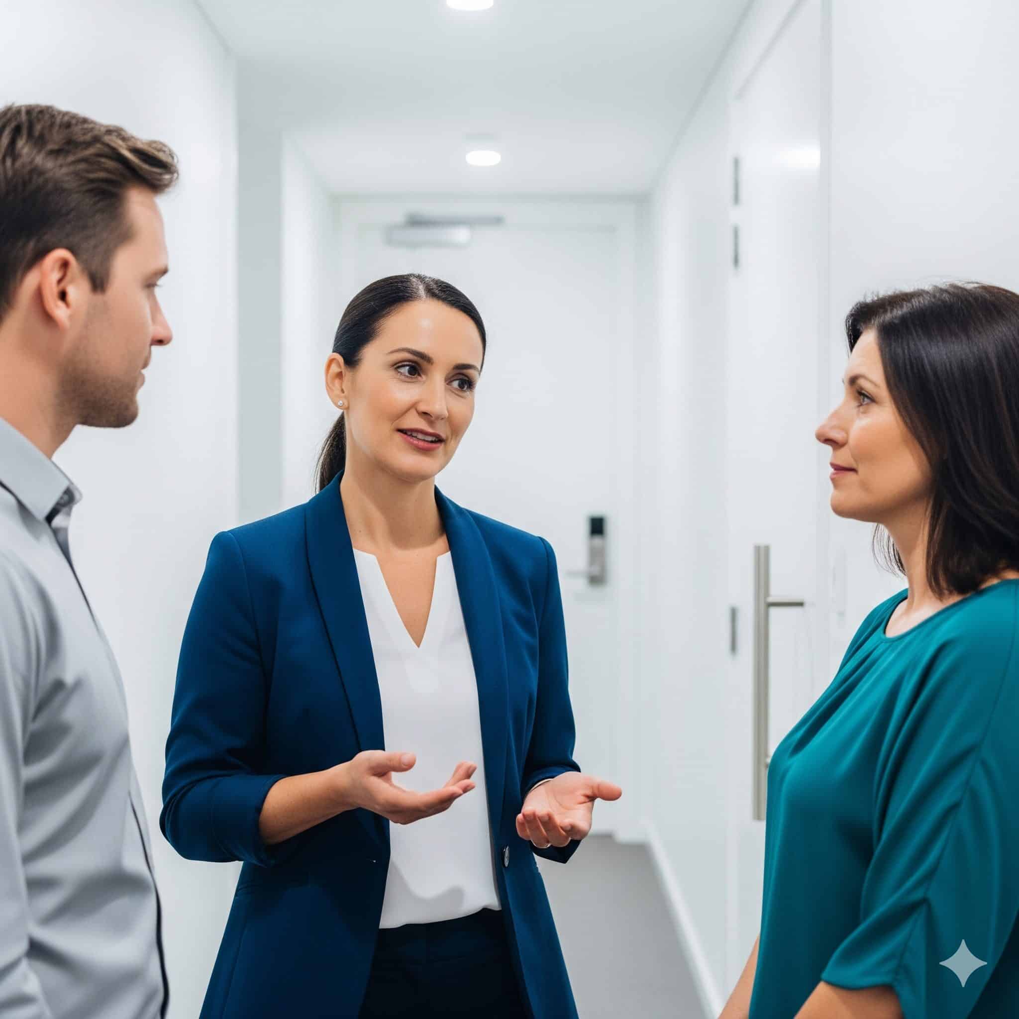 Neighbours discussing a noise concern with their strata manager