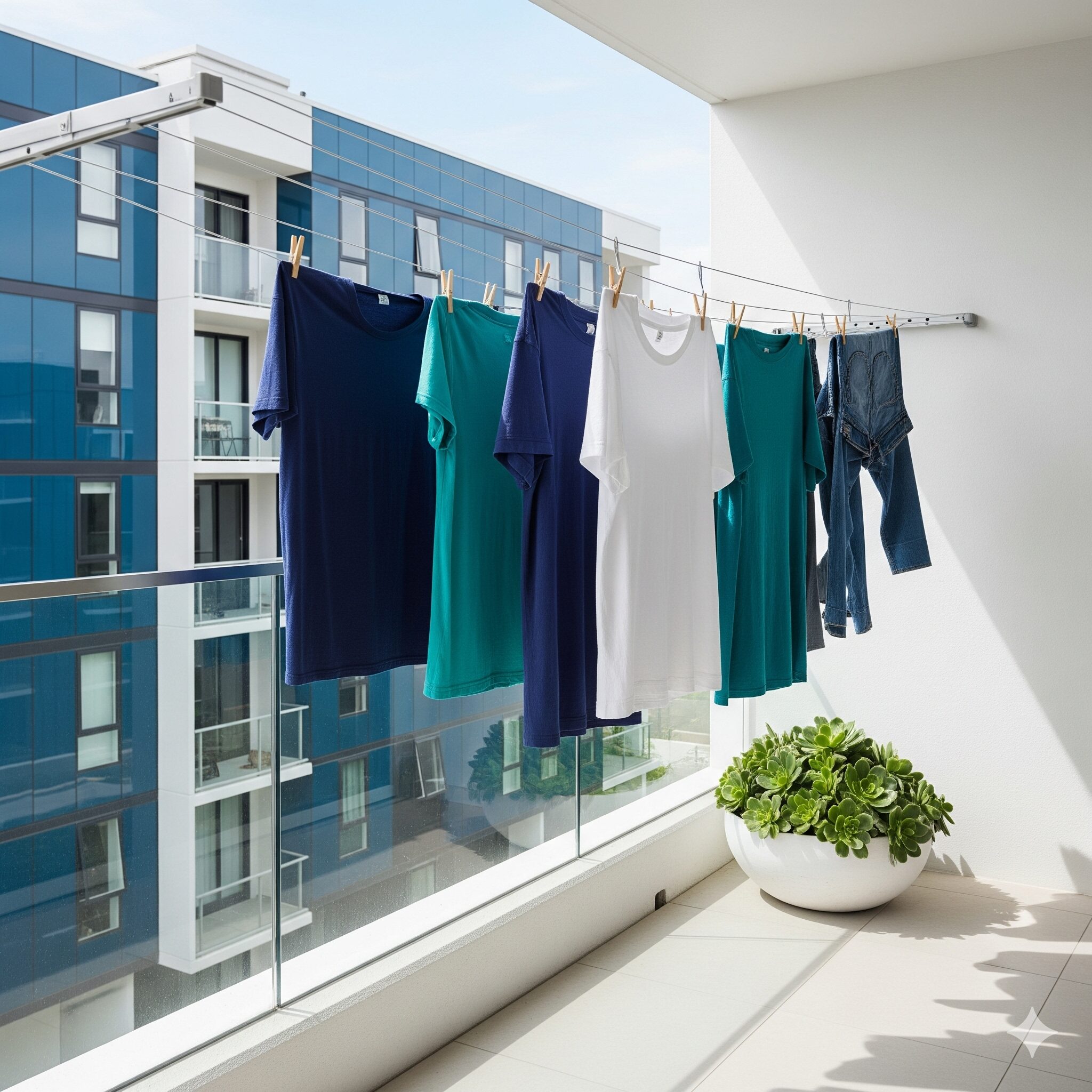 Strata clothes drying balcony rules Washing hung on a drying rack on an apartment balcony
