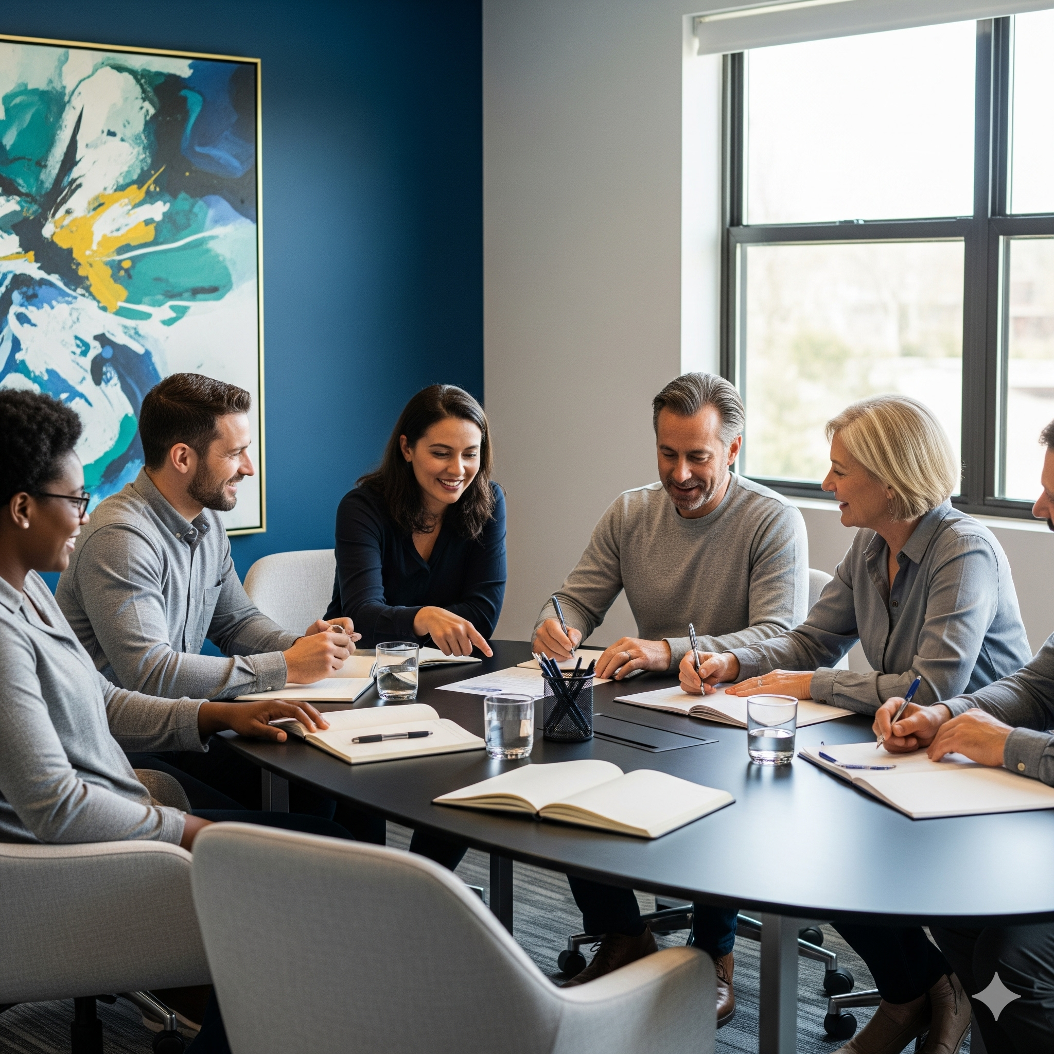 Strata culture by laws nsw A group of diverse professionals having a meeting around a table in an office